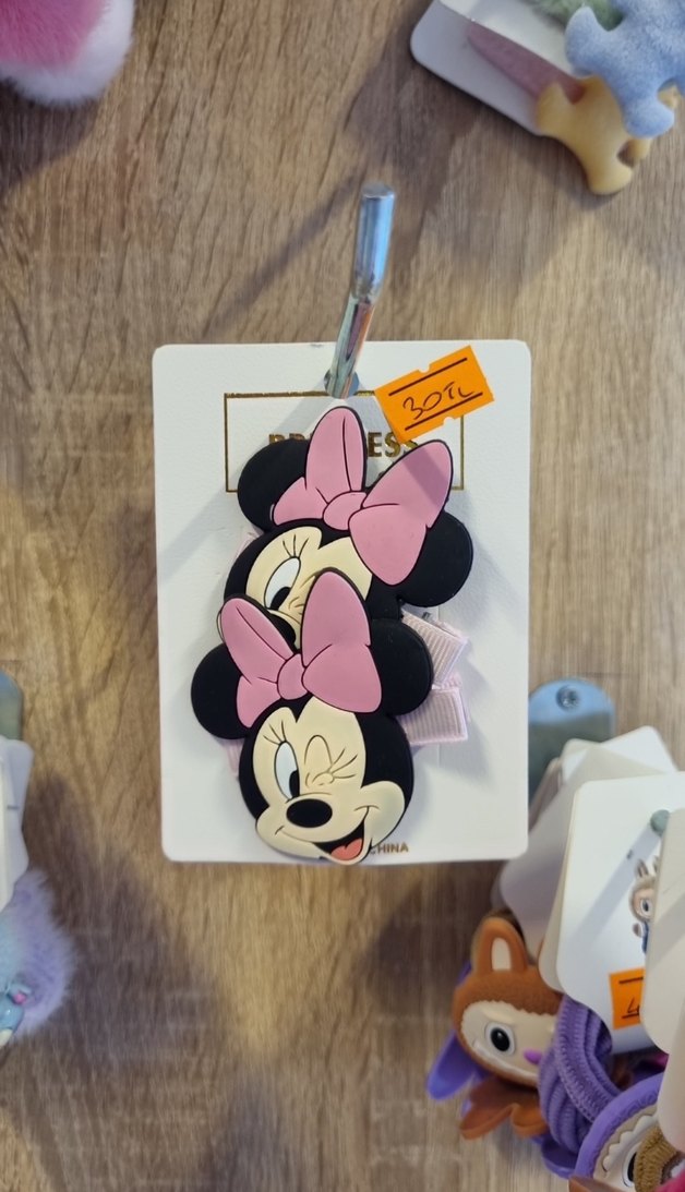 Renkli Fiyonk Desenli Minnie Mouse Çocuk Toka - Görsel 2