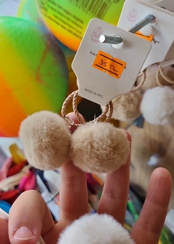 Püsküllü Bej Leopar Desenli Saç Tokası - Görsel 3