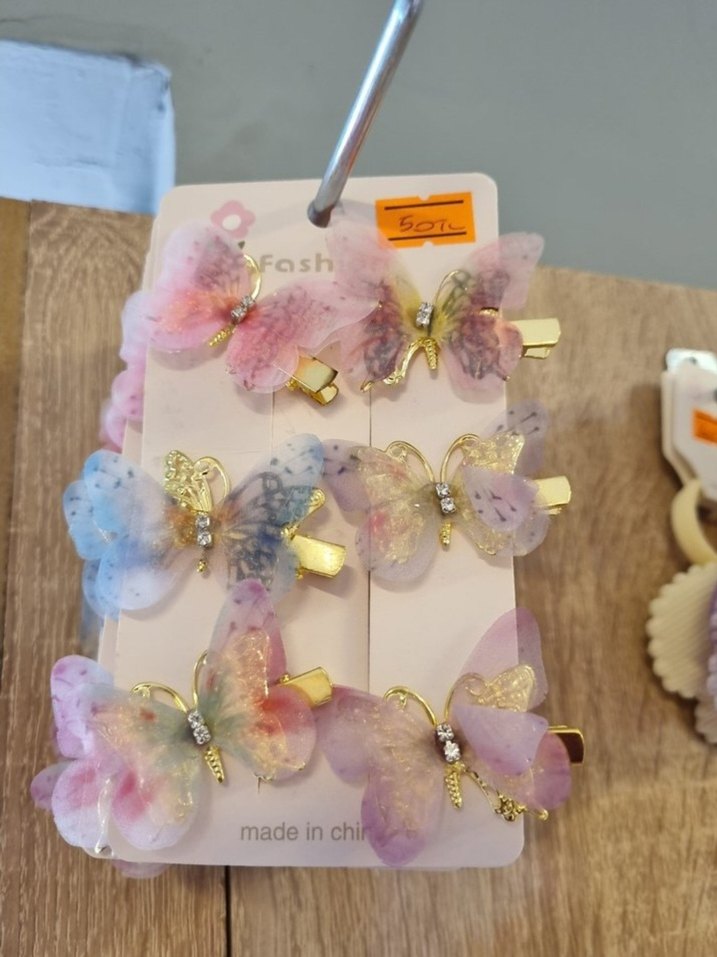 Bohem Kelebek Figürlü Çok Renkli Çocuk Toka Seti - Görsel 2