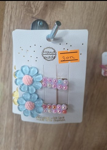 Boncuklu Pembe Çiçekli Çocuk Toka Seti - Görsel 3