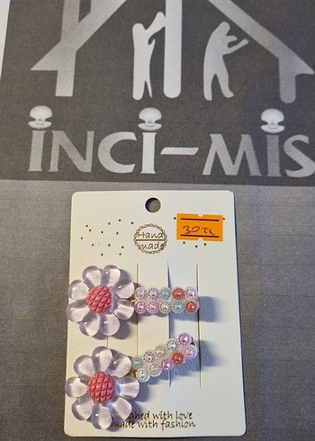 Boncuklu Pembe Çiçekli Çocuk Toka Seti - Görsel 4