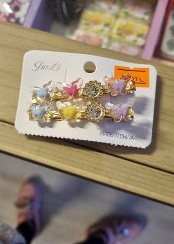 Renkli Pastel Kelebekli Bohem Toka Seti - Görsel 3