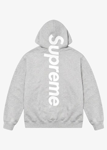Supreme Gri Kabartma Baskili Kapusonlu Sweatshirt