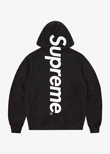 Supreme Kabartma Baskili Siyah Kapusonlu Sweatshirt