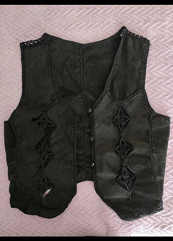 Zara Vintage Süet-Örgü yelek