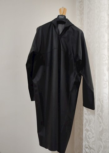 Siyah Uzun Kollu Gotik DERİ Yağmurluk - Görsel 3