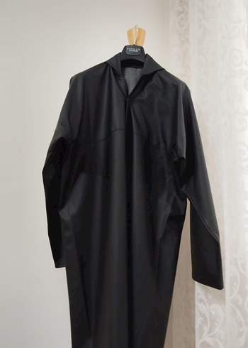 Siyah Uzun Kollu Gotik DERİ Yağmurluk - Görsel 4