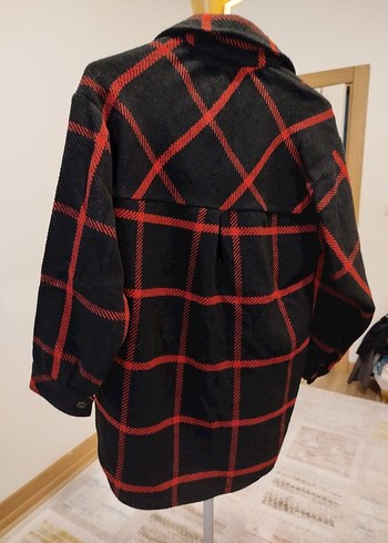 Kırmızı Ekose Desenli Kadın Düğmeli Gömlek - Görsel 2