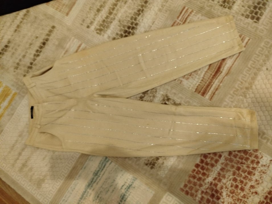 Bej Kadın Keten Pilili Bol Pantolon - Görsel 2