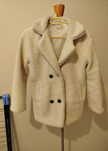 Düğmeli Bej Midi Kadın Kaban - Görsel 2