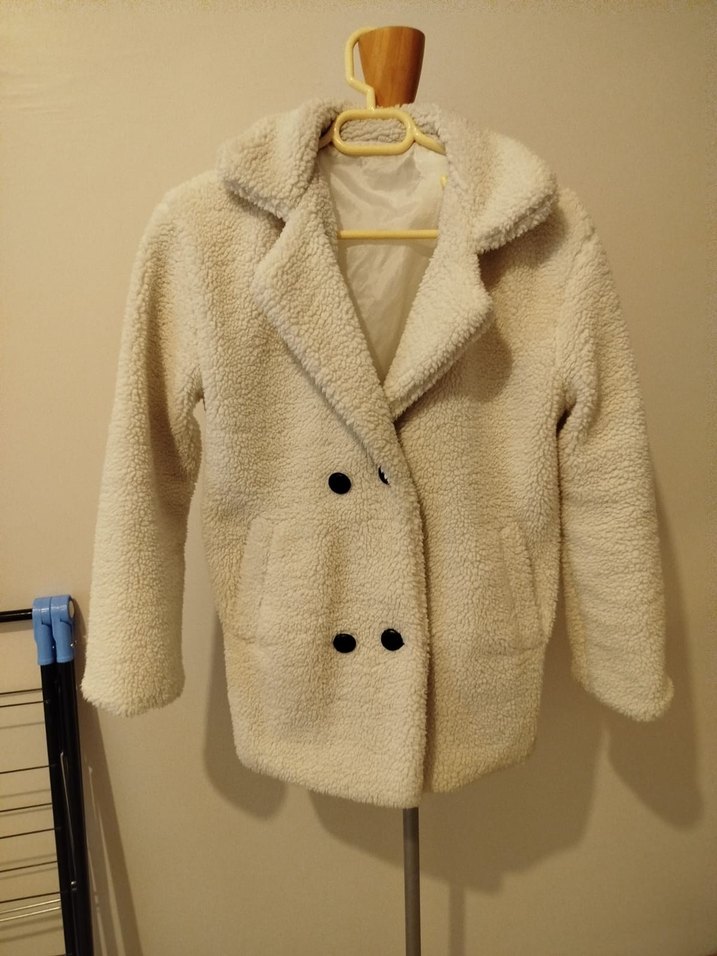 Düğmeli Bej Midi Kadın Kaban - Görsel 2