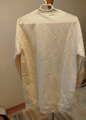 Beyaz Baskılı Kadın Sweatshirt Midi Boy - Görsel 4