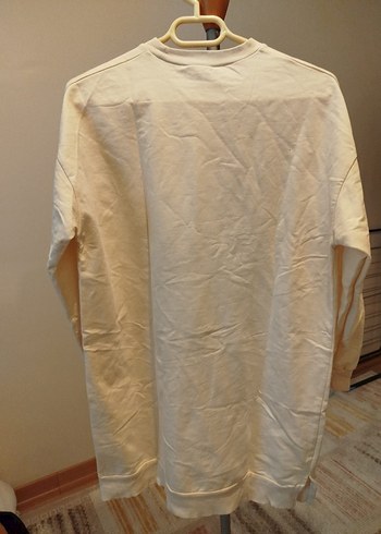 Beyaz Baskılı Kadın Sweatshirt Midi Boy - Görsel 3