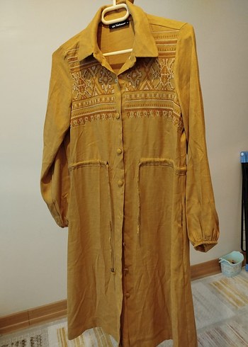 Sarı Keten Bohem Midi Tunik - Görsel 3