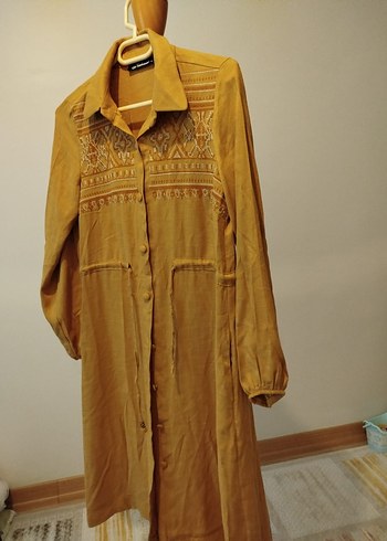 Sarı Keten Bohem Midi Tunik - Görsel 4