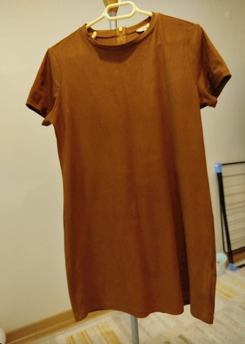 Kısa Kollu Kahverengi Süet Kadın Tişört - Görsel 2