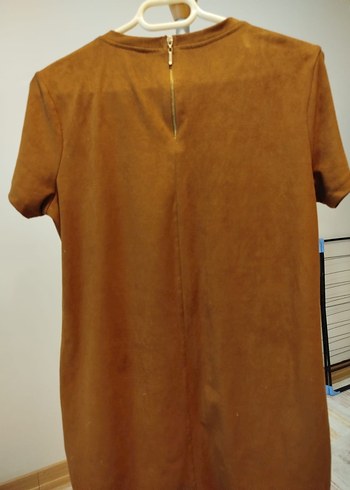 Kısa Kollu Kahverengi Süet Kadın Tişört - Görsel 4