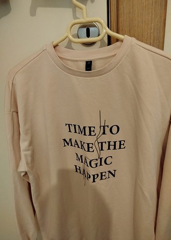 Bej Pamuklu Kadın Sweatshirt - Görsel 4