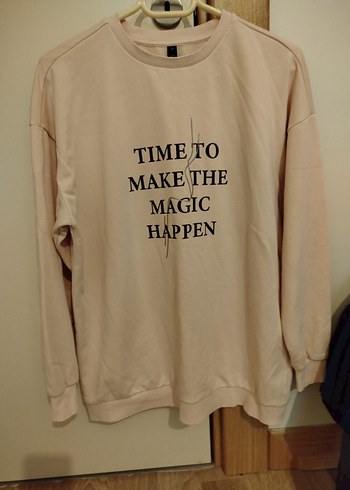 Bej Pamuklu Kadın Sweatshirt - Görsel 2