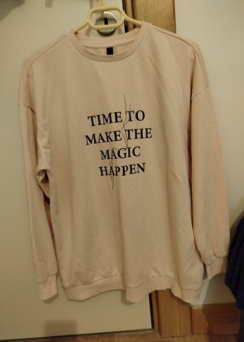 Bej Pamuklu Kadın Sweatshirt - Görsel 3