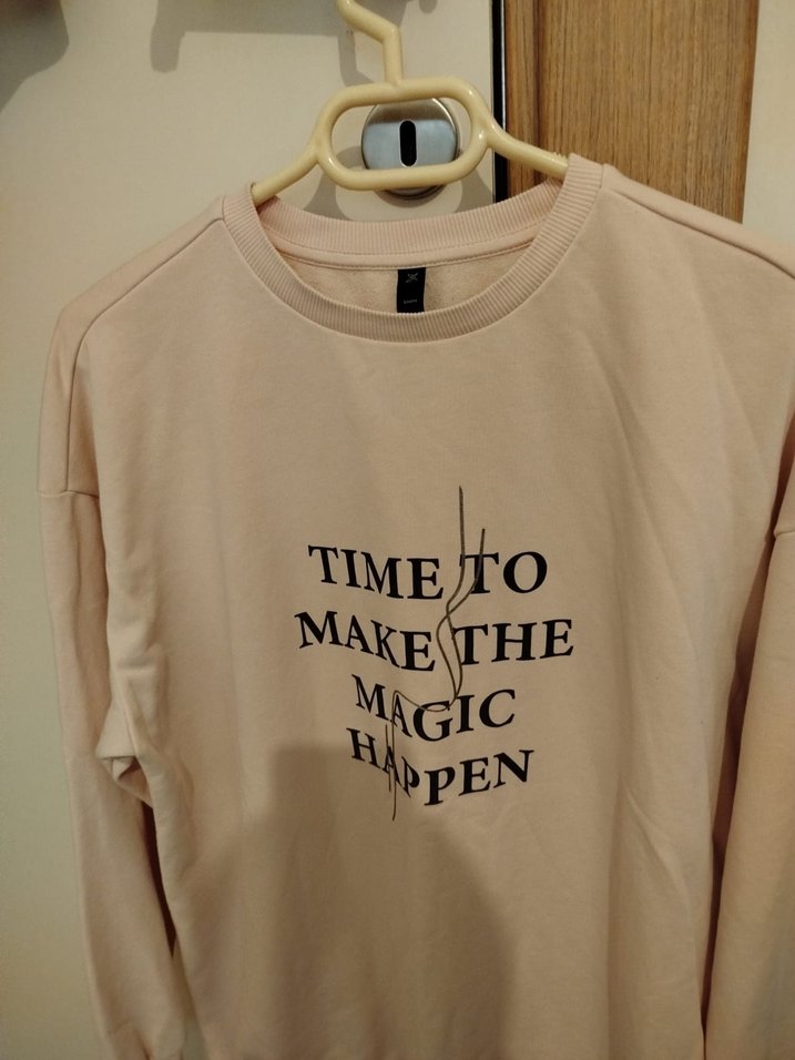 Bej Pamuklu Kadın Sweatshirt - Görsel 4