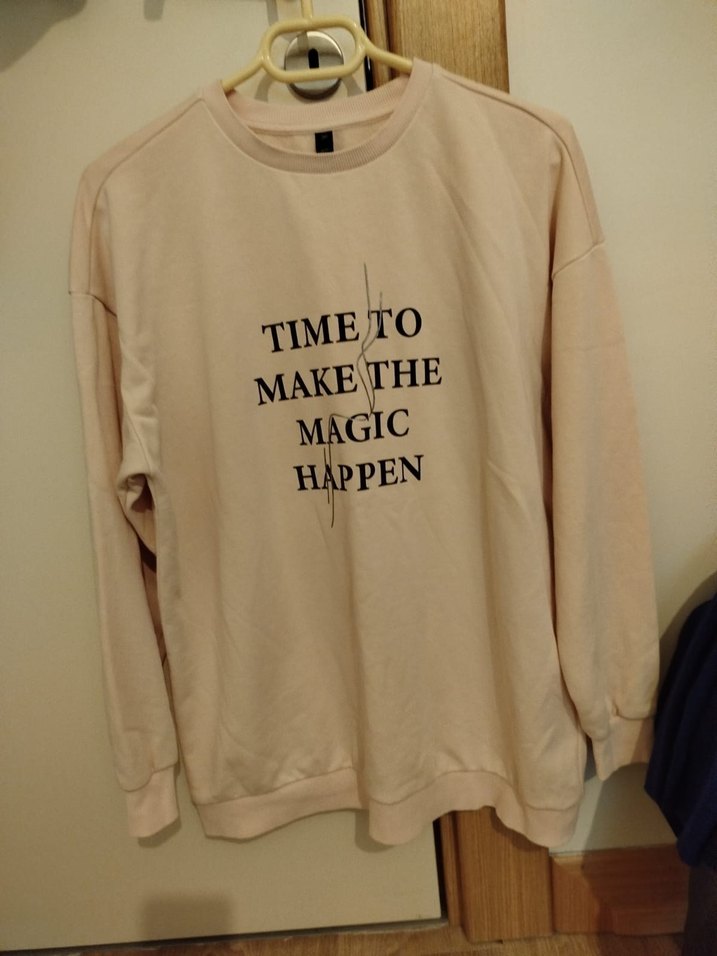 Bej Pamuklu Kadın Sweatshirt - Görsel 3