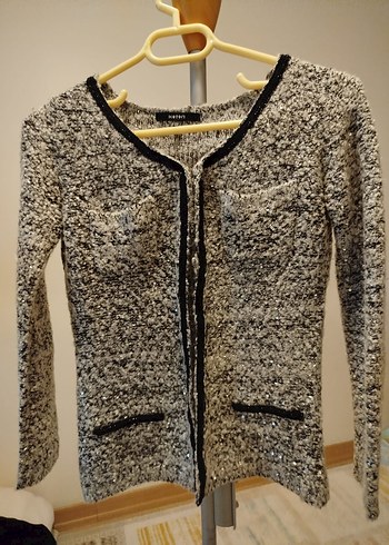 Gri Örgü Kadın Midi Ceket - Görsel 2