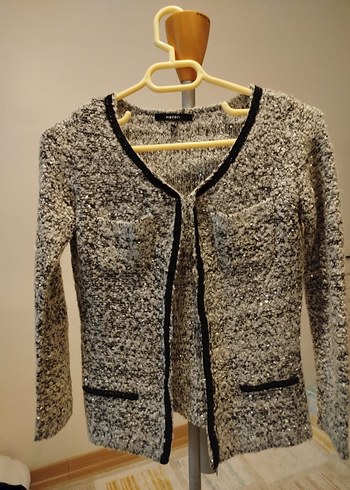 Gri Örgü Kadın Midi Ceket - Görsel 3