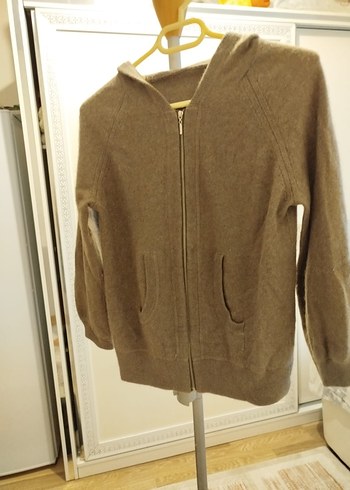 Gri Triko Hamile Hırka Kapüşonlu - Görsel 3