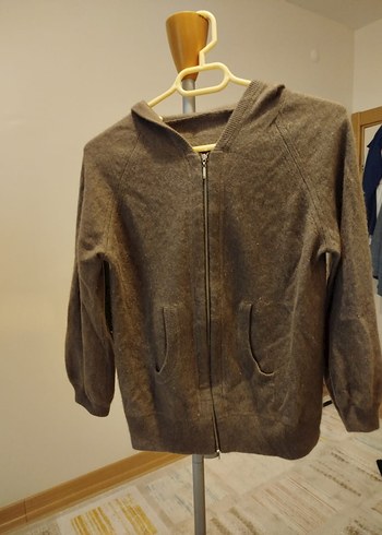 Gri Triko Hamile Hırka Kapüşonlu - Görsel 4