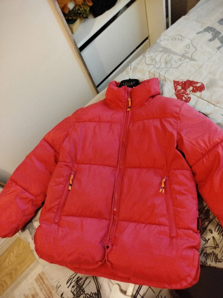 Kız Çocuk Kırmızı Mini Mont - Görsel 4