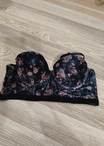 Gotik Vintage Siyah Desenli Midi Sütyen