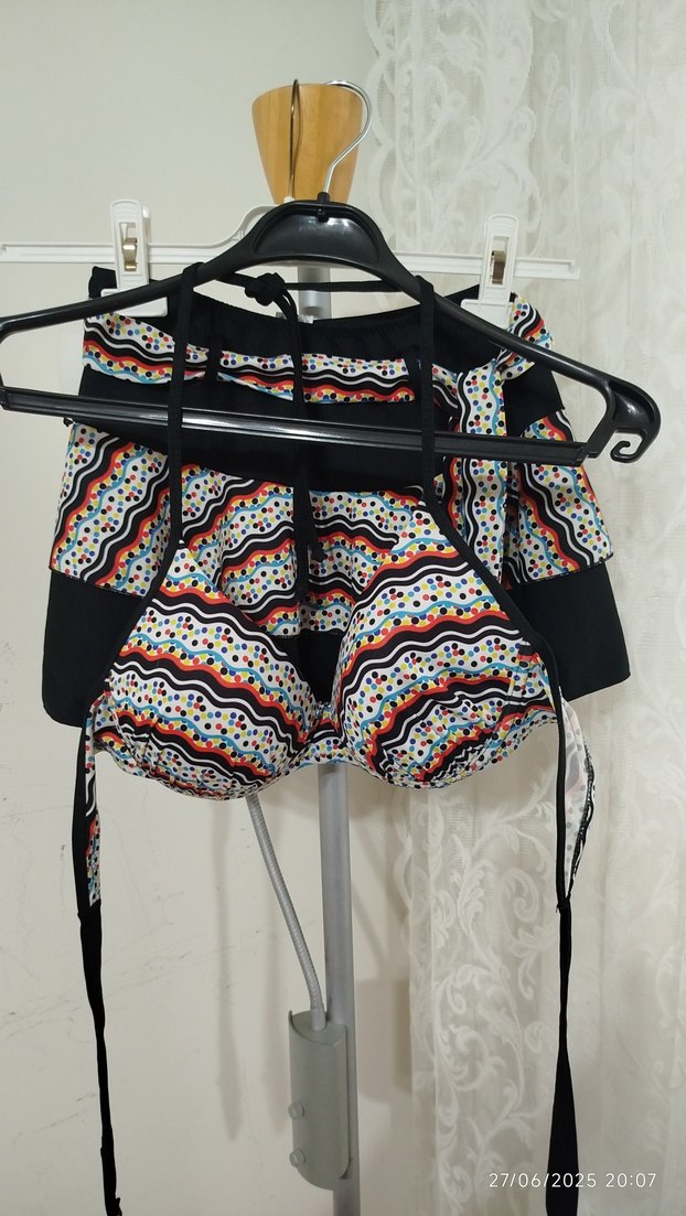 Desenli, Askılı, Kemerli Mini Bohem Kadın Mayo - Görsel 3