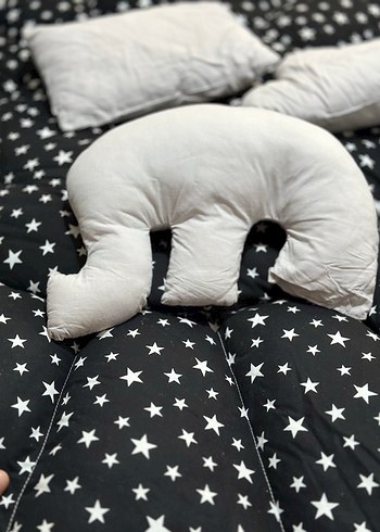 Yıldız Desenli Siyah Pamuklu Bebek Uyku Seti - Görsel 4