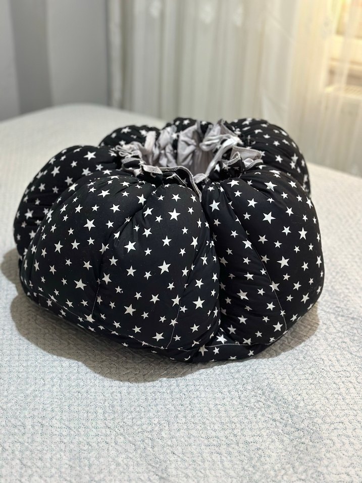 Yıldız Desenli Siyah Pamuklu Bebek Uyku Seti - Görsel 5