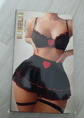 Siyah Kırmızı 18+ Baskılı Midi Kadın İç Giyim - Görsel 2