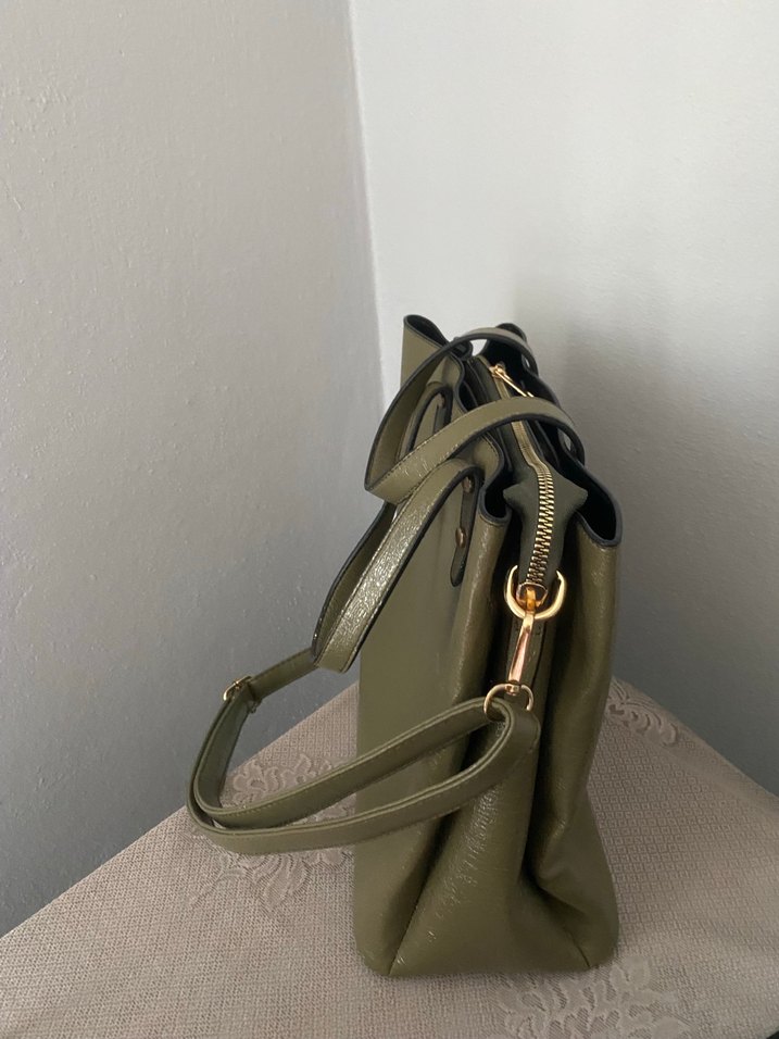 Kahverengi Yılan Desenli Deri Kadın Çanta - Görsel 3