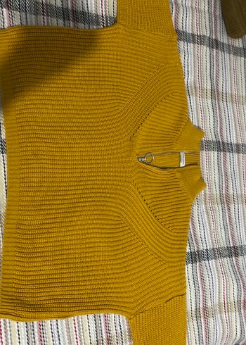 Sarı Boğazlı Örgü Kadın Kazak - Görsel 4