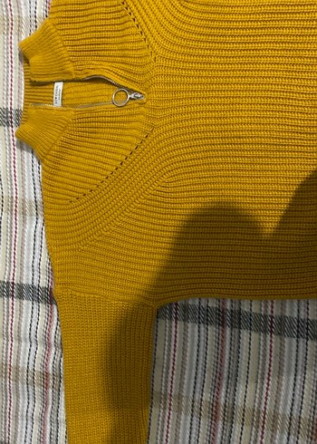 Sarı Boğazlı Örgü Kadın Kazak - Görsel 3