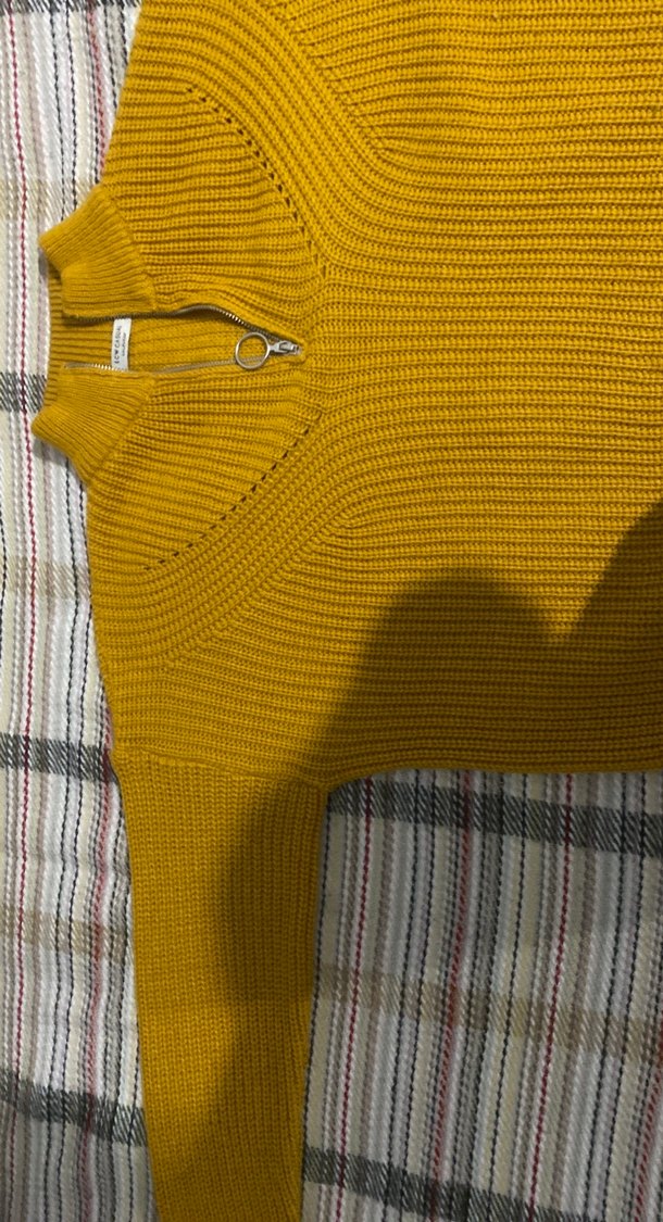 Sarı Boğazlı Örgü Kadın Kazak - Görsel 3