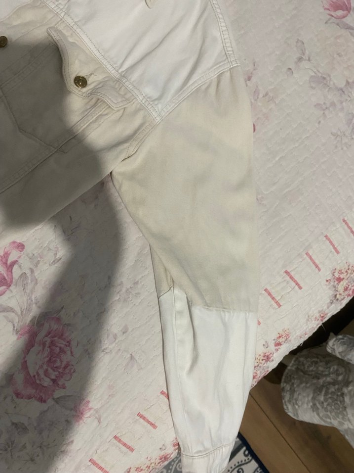 Beyaz Düğmeli Kadın Denim Ceket - Görsel 2