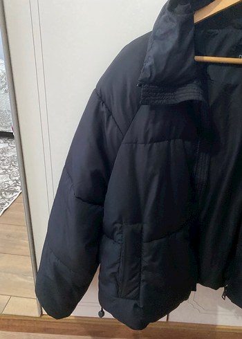 Kadın Siyah Midi Kışlık Fermuarlı Mont - Görsel 2