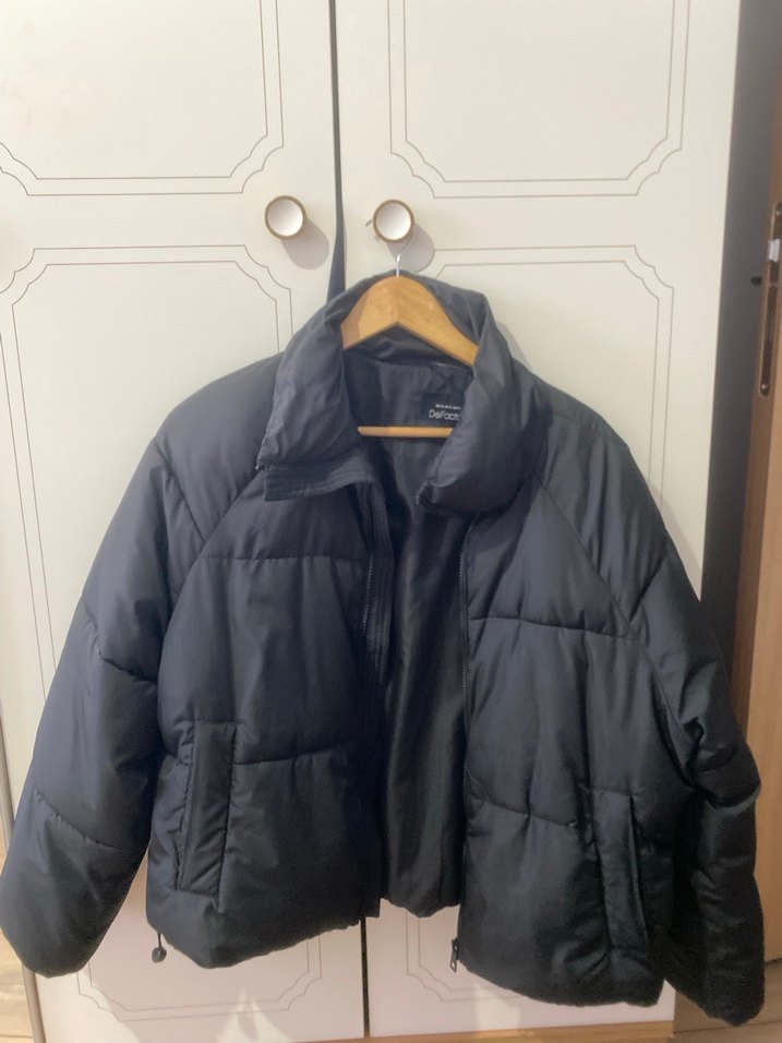 Kadın Siyah Midi Kışlık Fermuarlı Mont - Görsel 5