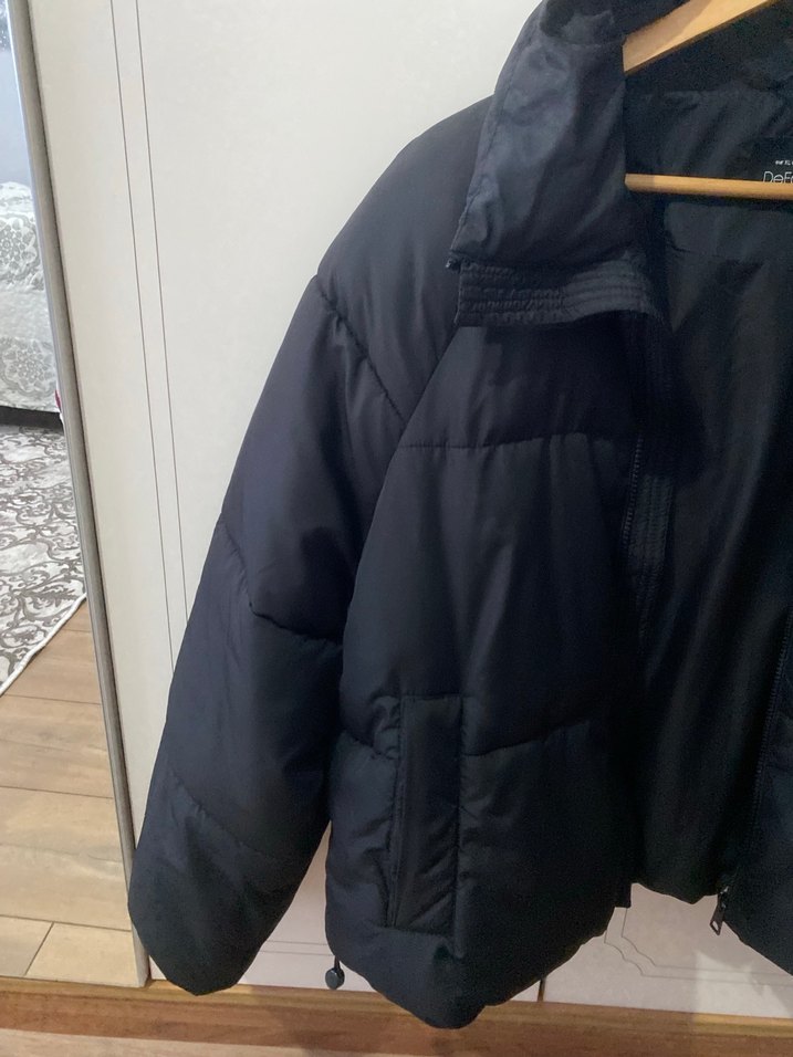 Kadın Siyah Midi Kışlık Fermuarlı Mont - Görsel 2