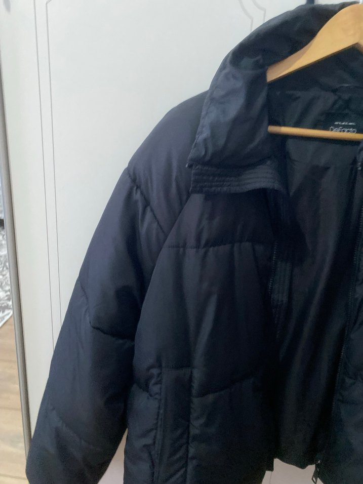 Kadın Siyah Midi Kışlık Fermuarlı Mont - Görsel 3