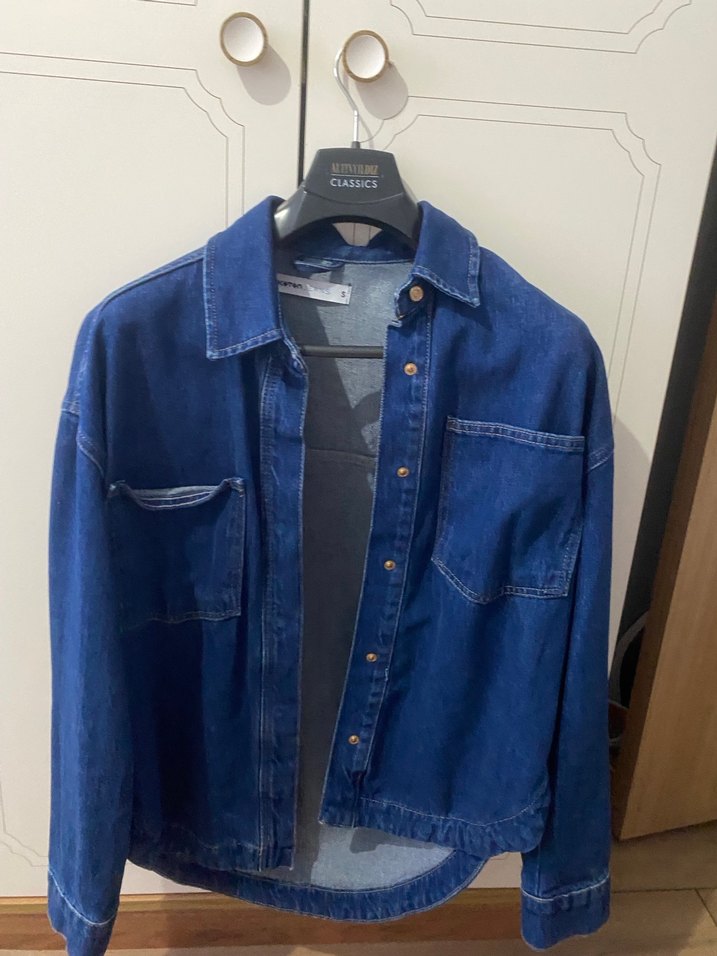 Mavi Düğmeli Kadın Kot Ceket - Görsel 2