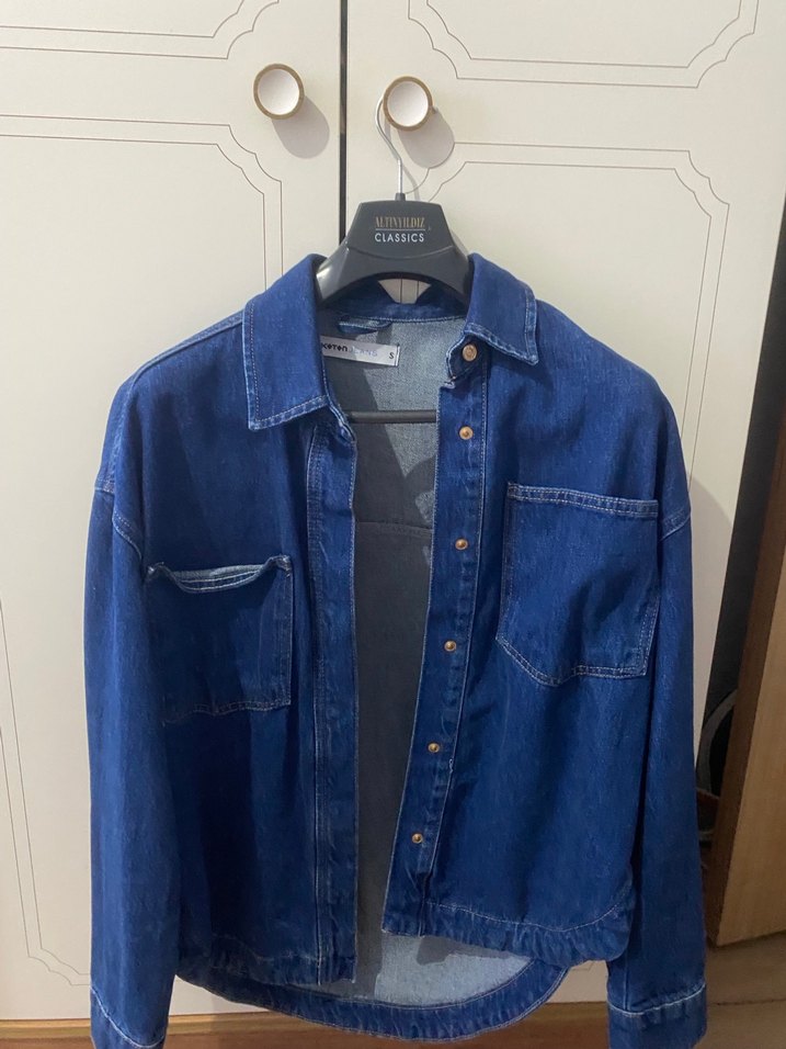 Mavi Düğmeli Kadın Kot Ceket - Görsel 4