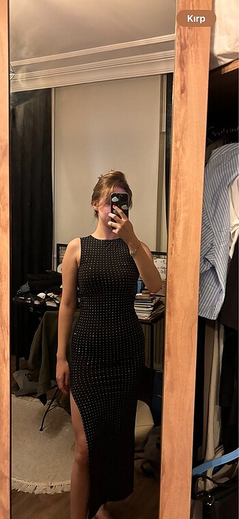 zara taşlı yurtmaçlı elbise