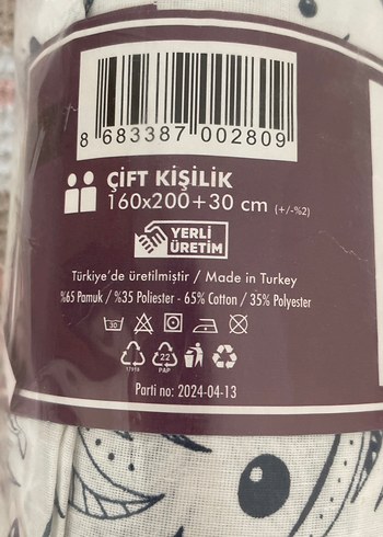 Çift Kişilik Baskılı Nevresim Takımı mavi Beyaz - Görsel 2