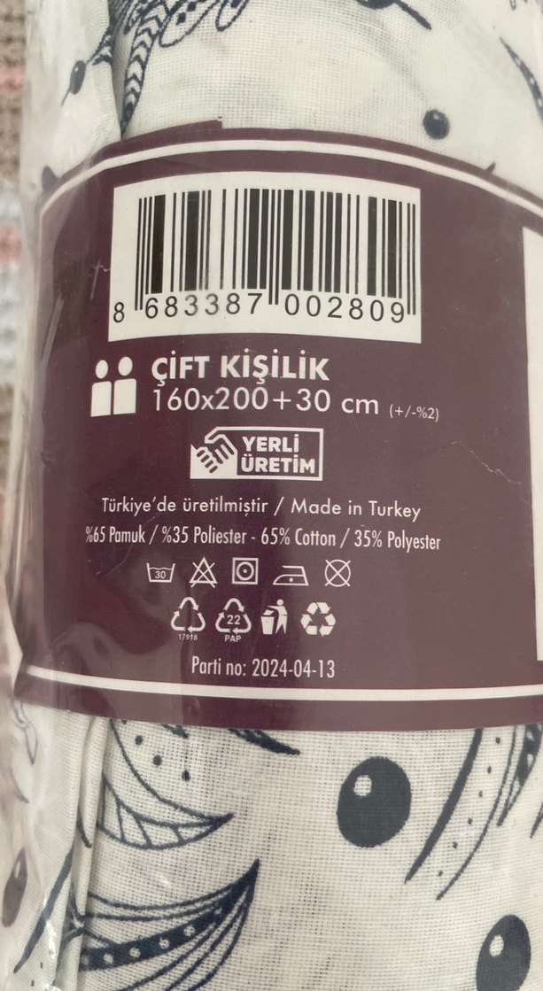 Çift Kişilik Baskılı Nevresim Takımı mavi Beyaz - Görsel 2